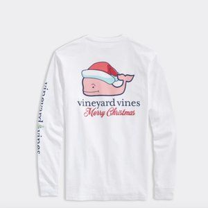Vineyard Vines Christmas Whale Long-Sleeve Pocket Tee